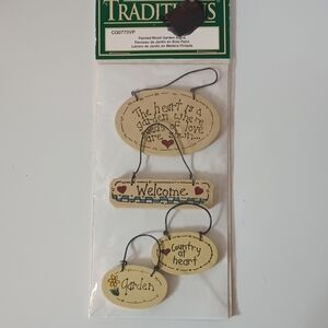 Traditions Painted Wooden Mini Hanging Signs — Welcome/Heart/Country/Garden